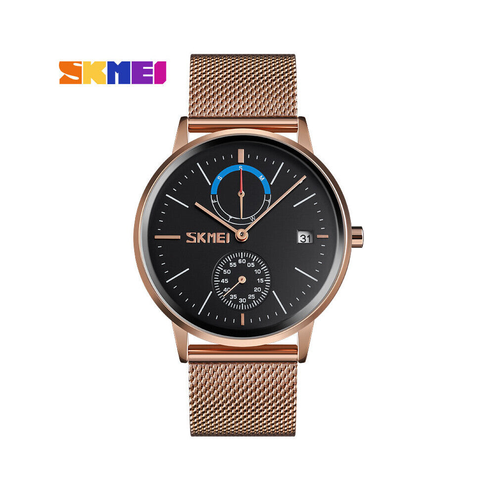 Minimal Quartz Men's Watch Modern Waterproof Big Dial Dress Thin Bracelet Wristwatches 9182