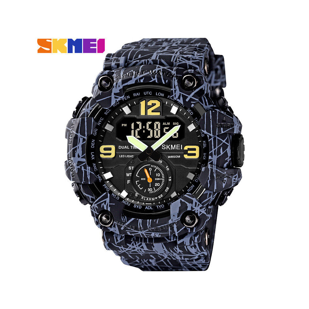 Sport Watch Men Waterproof Dual Display Military Chronograph Watches Shock Resistant Alarm Clock montre homme 1637