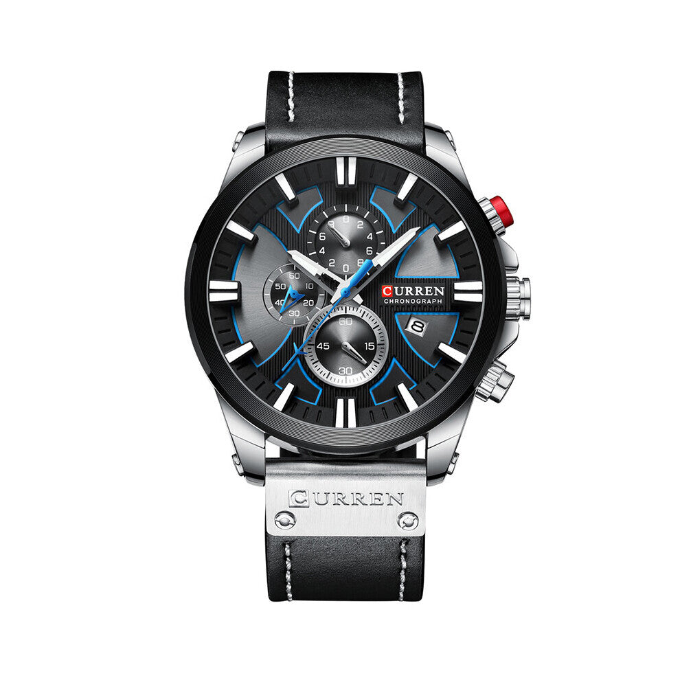 Watch For Men Top Luminous Leather Men's Casual Sports Waterproof Chronograph Relogio Masculino