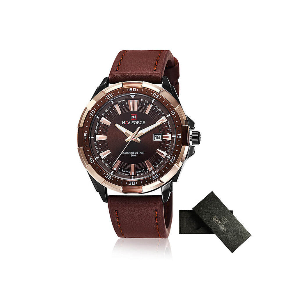 Mens Watches Top Sport Men's Quartz Waterproof Wristwatch Leather Male Clock Relogio Masculino NF9056