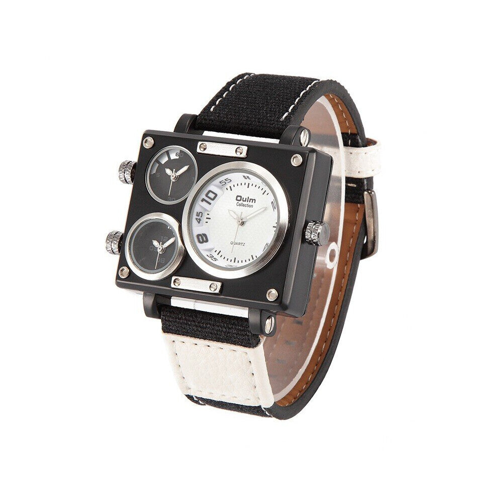 Watch Men Fabric Srap Quartz Watch Clock Male Multiple Time Zones Square Sports Watches relogio masculino