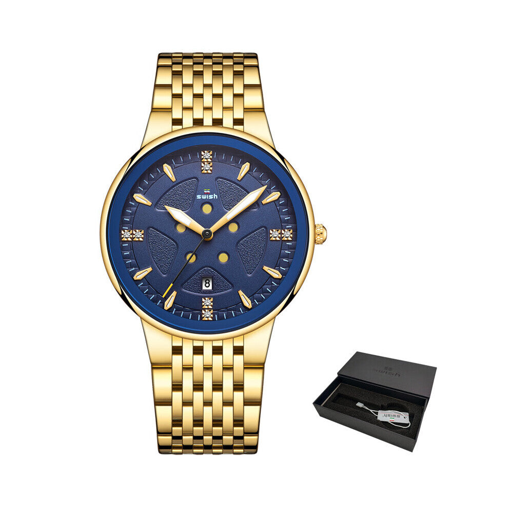 Steel Watch for Men Wristwatch Calendar Date Gift Clock Luminous Hand Relogio Masculino Waterproof