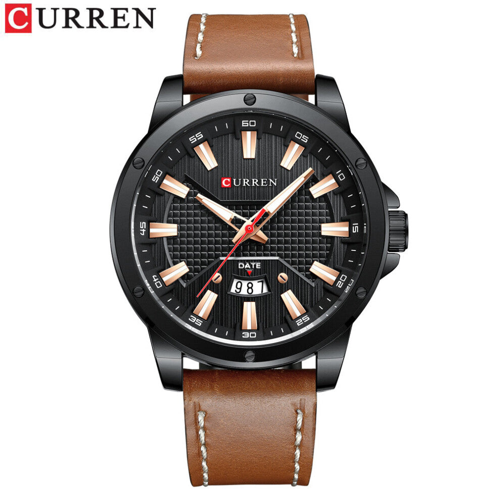 Mens Watch Leather Sports and Leisure Quartz Waterproof Watch