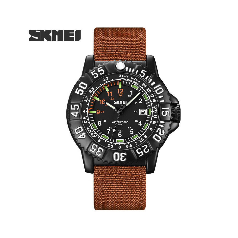 Men Watch Dress Nylon Strap Wristwatch Dial Quartz Watch Calendar 30M Waterproof Clock Man