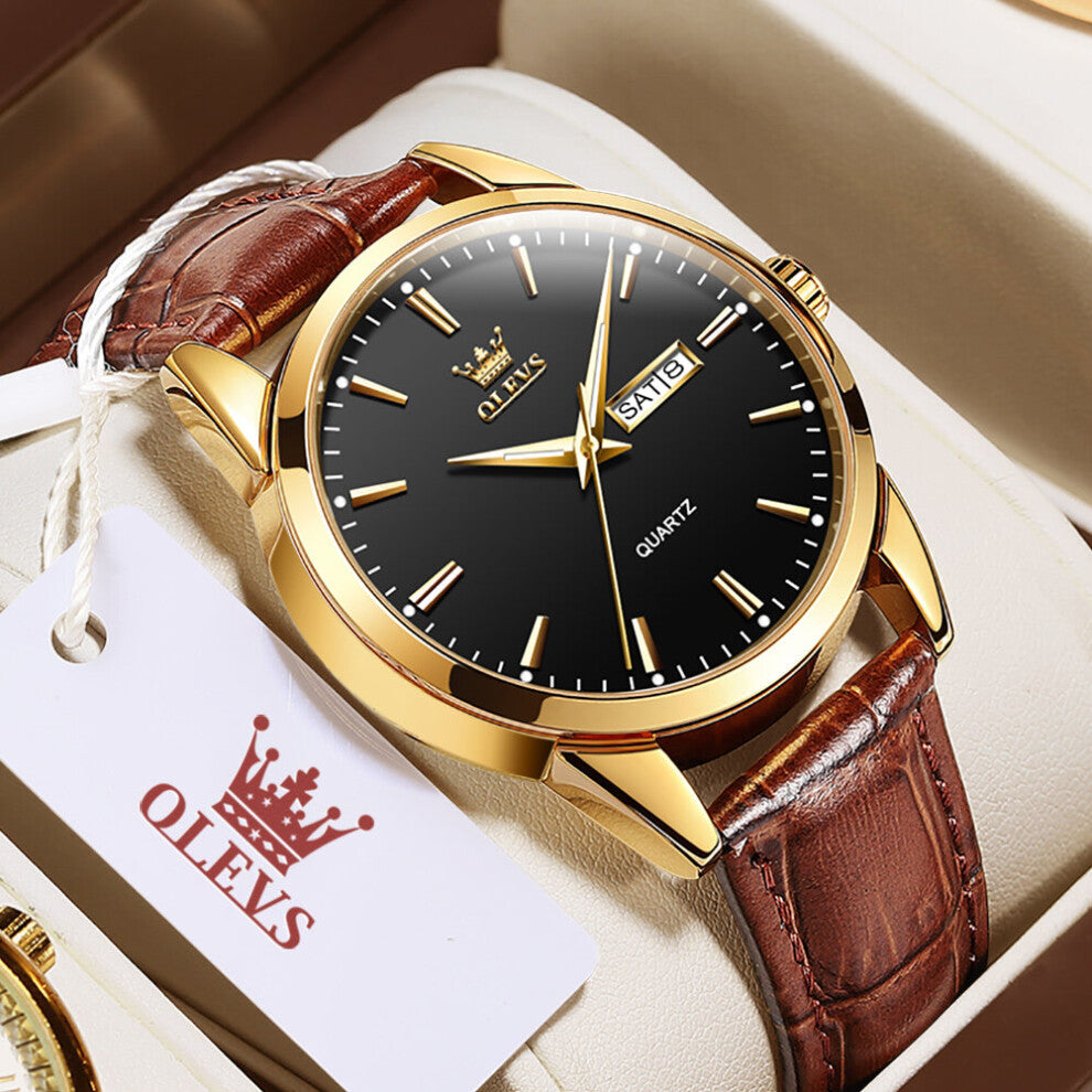 Classic Quartz Watch for Men Waterproof Sports Leather Business Moon Phase Chronograph Men 's Quartz Wrist Watch
