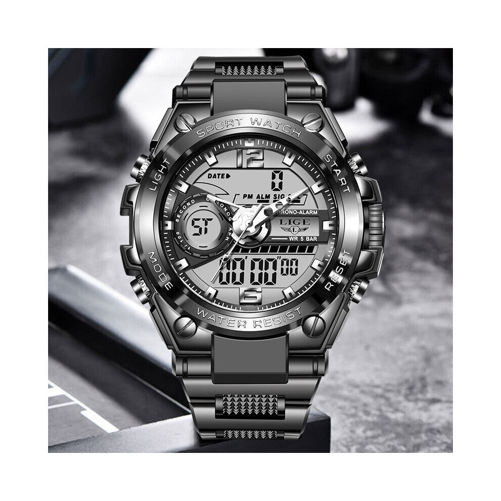 Sport Digital Men Watch 50M Waterproof Diving Watches Mens Alarm Clock Quartz Electronic Dual Display Wristwatch