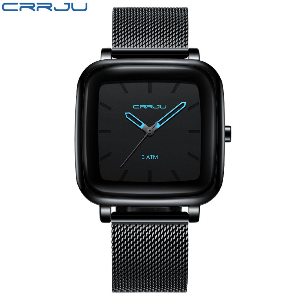 Mens Watches Top Square Golden Quartz Casual Slim Mesh Steel Waterproof Watch Relogio Masculino