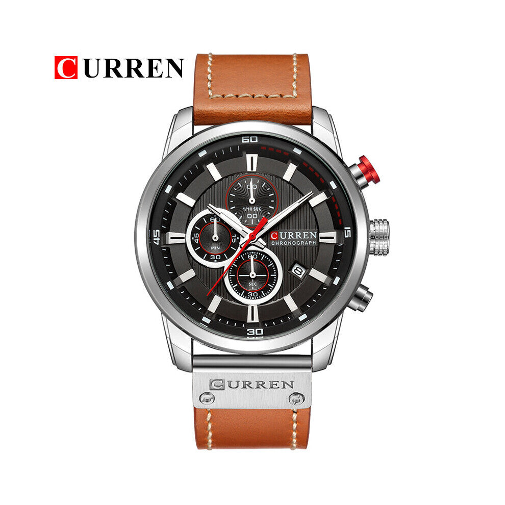 8291 Quartz Men Watches Analog Digital Leather Watch Mens Casual Sport Waterproof Male Clocks ????