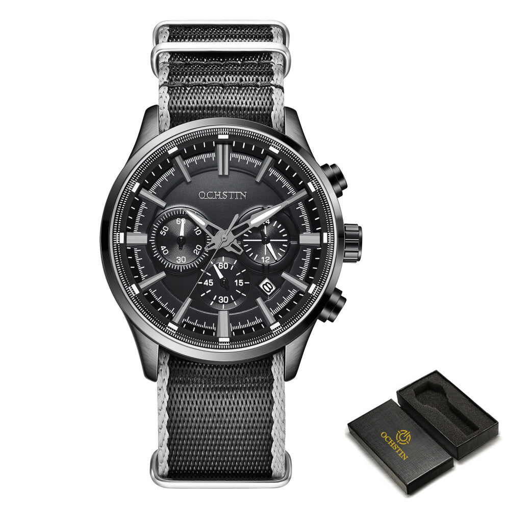 Men's Watches Top Sports Wrist Watch For Men Nylon Strap Waterproof Quartz Man Chronograph Date Clocks