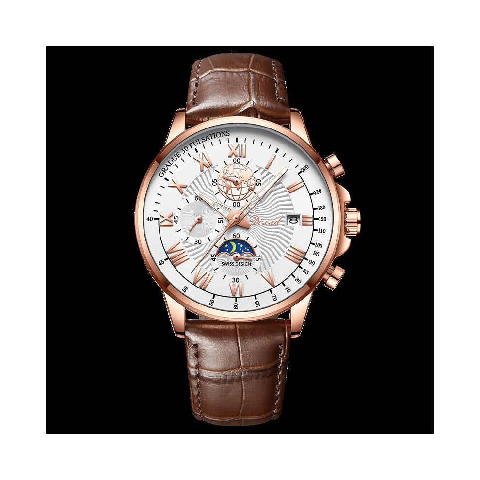 Watches Mens Top Casual Leather Quartz Men's Watch Business Male Sport Waterproof Date Chronograph