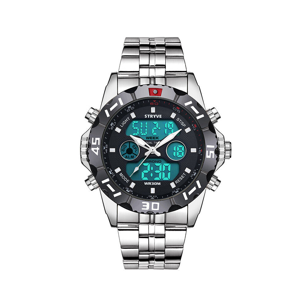 Sell Double-core Waterproof Electronic Quartz Men Watch Timing Alarm Luminous Display Relogio Masculino S8011