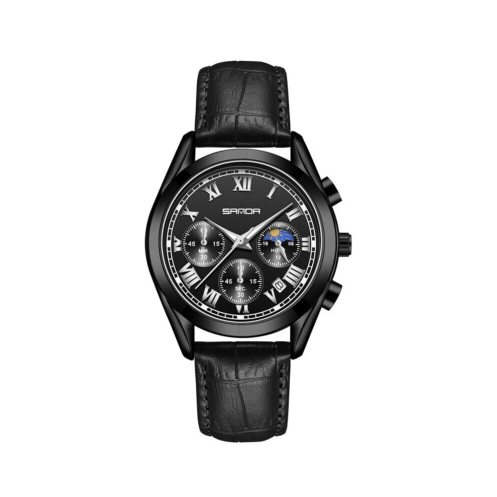 Quartz Watch For Man Leather Strap Calendar Men's Watches Quartz Movement Clock Waterproof Wristwatch