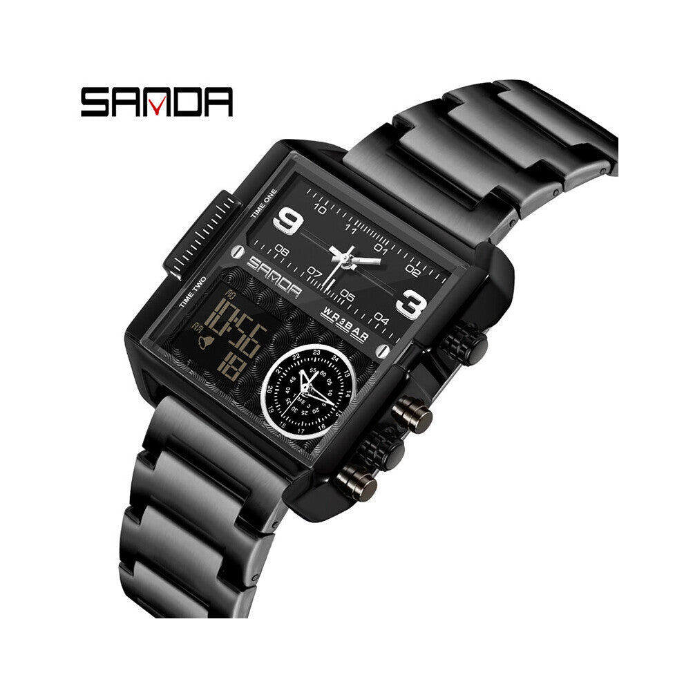 Men Military Sports Watch Three Time Display Men Night Light Waterproof Watch Man Large Dial Quartz Watch Relogio Masculin