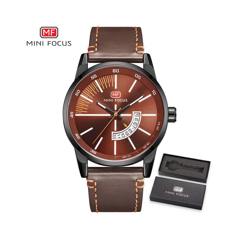 MINI FOCUS Mens Military Sports Watches Male Analog Date Quartz Watch Men Casual Leather Wrist Watch Drop Shipp