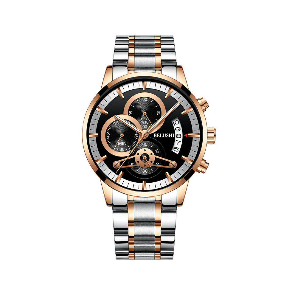 BELUSHI Men Watch Chronograph Sport Mens Watches Top Waterproof Full Steel Quartz Clock Men Relogio Masculino