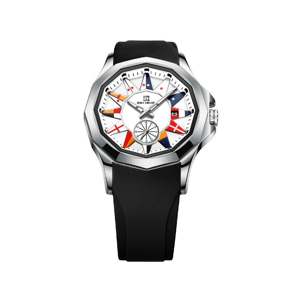 Creative Nautical Flag Quartz Watch Men Chronograph Calendar Military Sport Watch Soft Silicone Strap Waterproof Clock Relogio