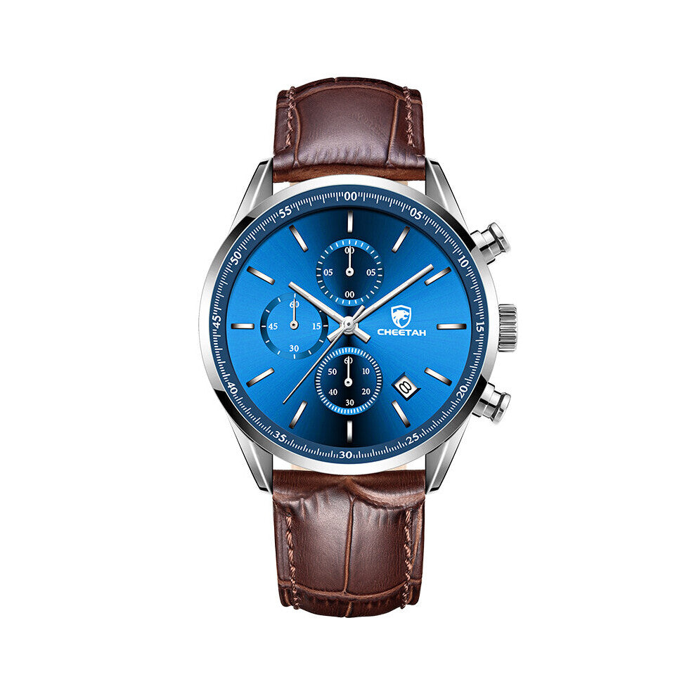 Top Men Watch Casual Quartz Watches Chronograph Wristwatch Waterproof Sports Leather Business Male Clock