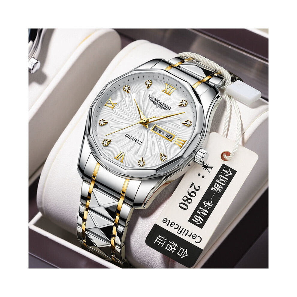 LANGLISHI Dropping Watch Men Quartz Mens Watches Top Watch Man Stainless Steel Relogio Waterproof A4268