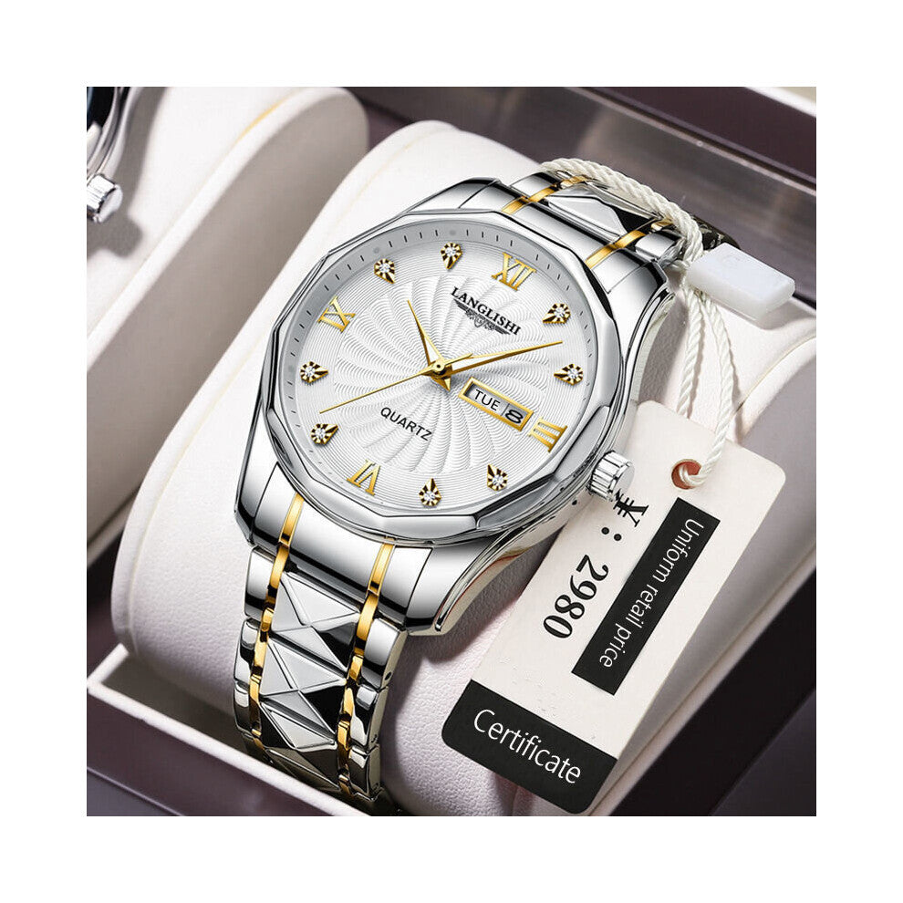 Men Watches Stainless Steel Rose Wristwatch Waterproof Luminous Quartz Watches Relogio Masculino