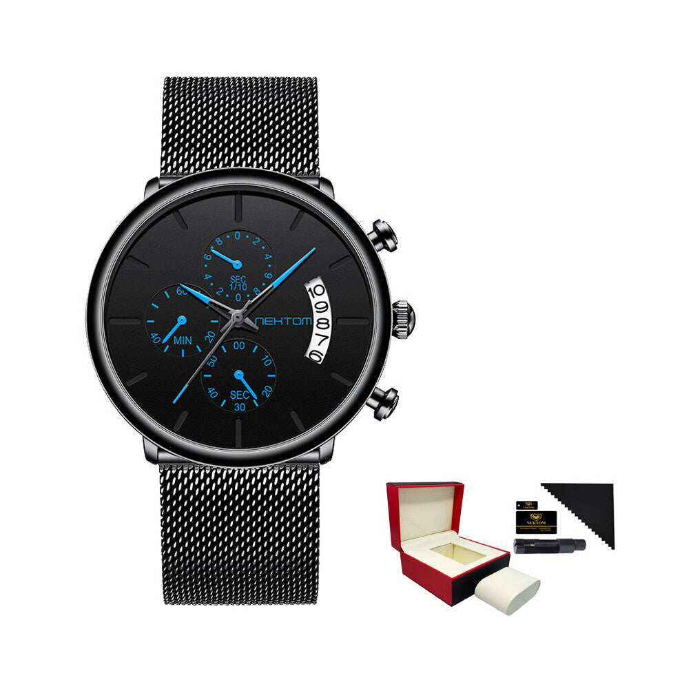 Man Men's Watches Quartz Watch Waterproof Watches Mesh Strap Wristwatch Watches For Men Reward Watch Clock Sports Watches