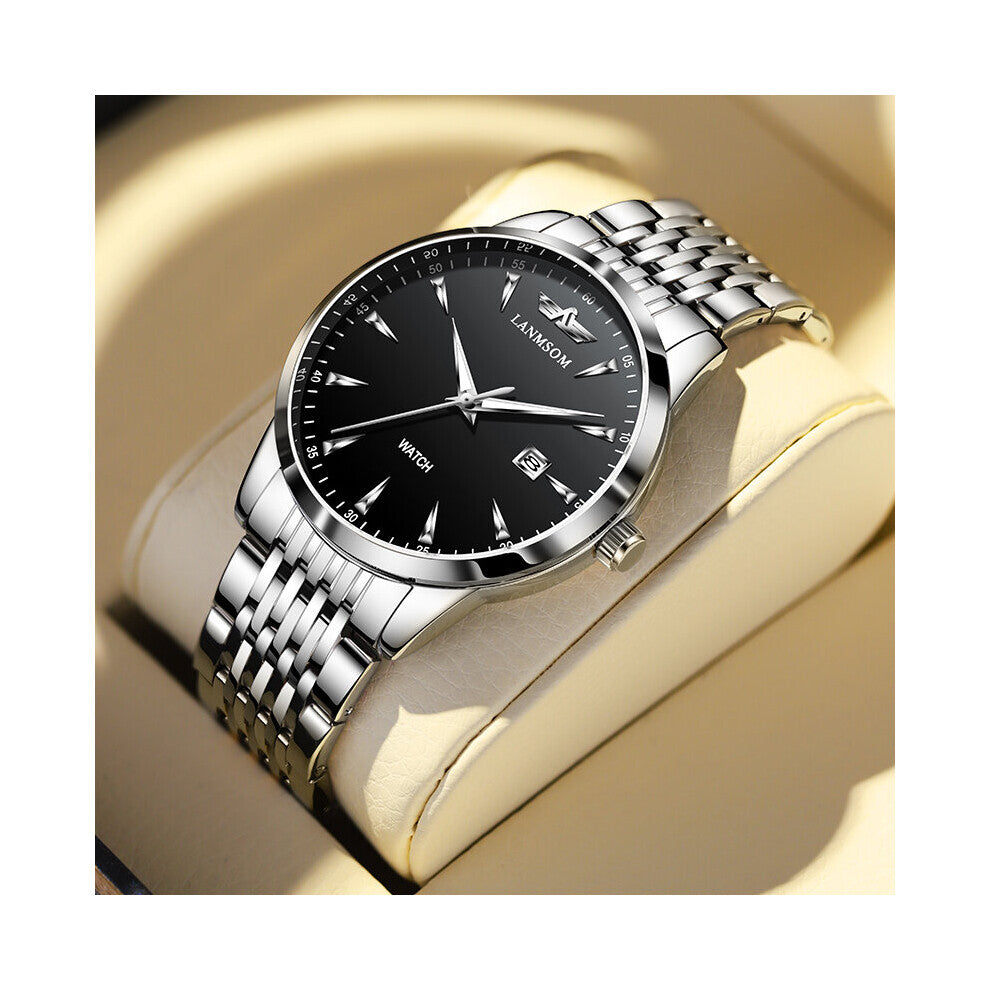 Mens Watch Business Watch Ultra-thin Waterproof date Stainless steel Men Model Band Calendar Quartz Watch