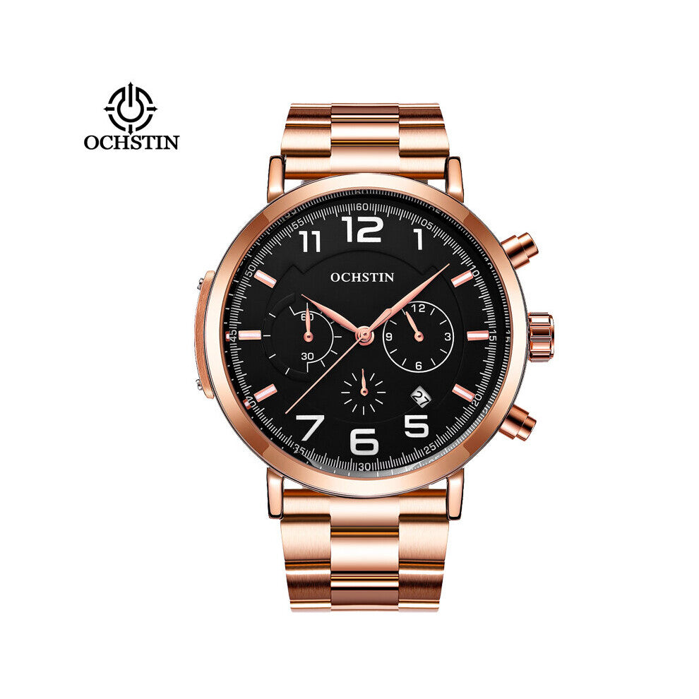 Man WristWatch Waterproof Chronograph Men Watch Military Top Stainless Steel Sport Business Male Clock 6046