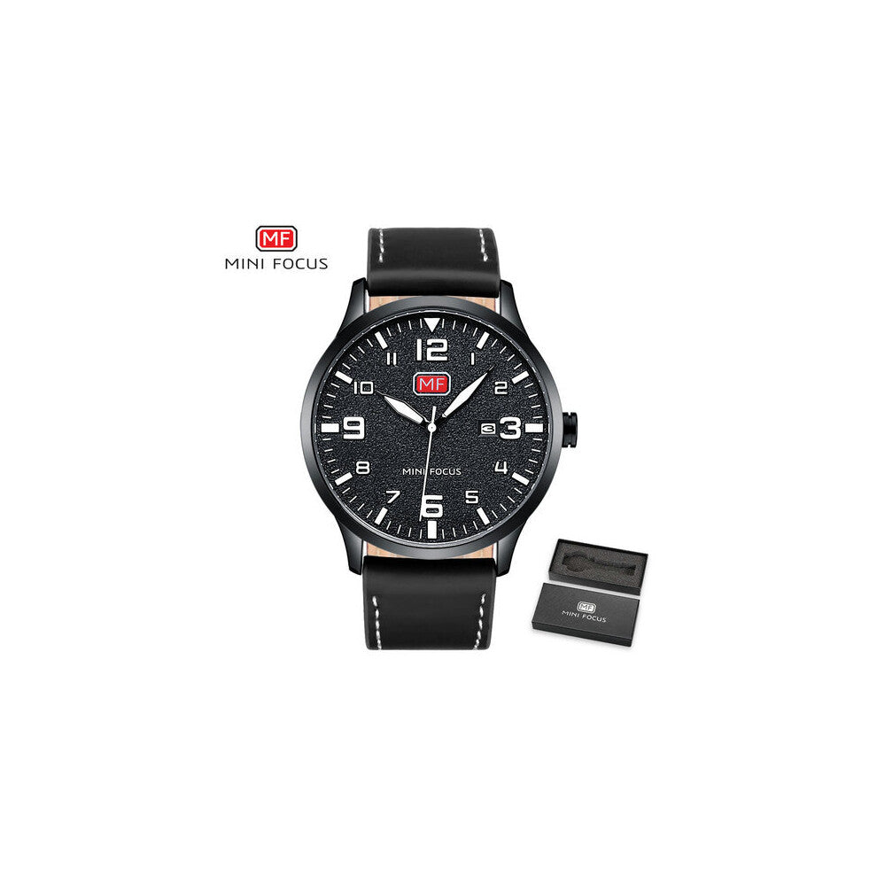 MINI FOCUS Men Quartz Watch Green Dial Date Display Top Waterproof Sports Wristwatch Xmas Gift