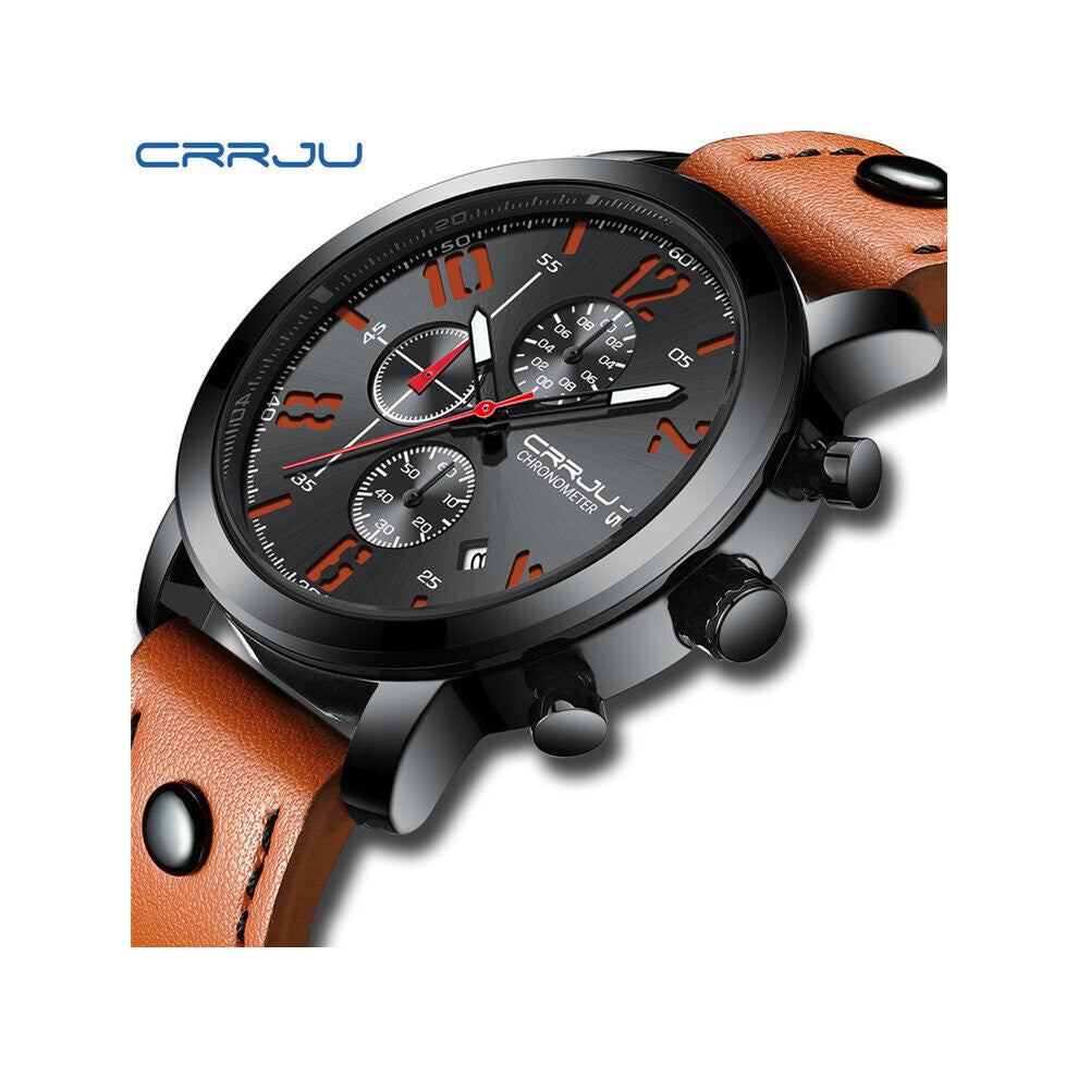 Top Watches Men Leather Quartz Date 6 dial Clock Casual Sports Male Wrist Watch Montre Homme