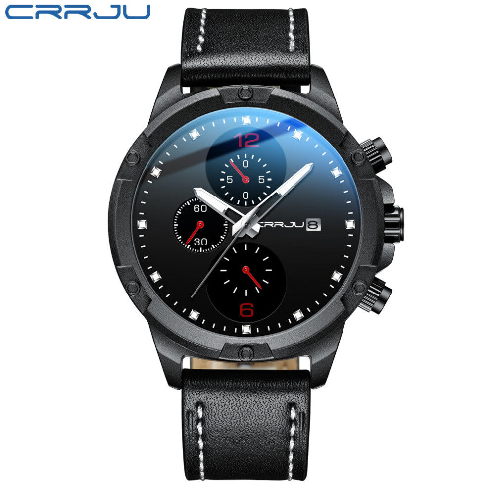 watch men sports precision chronograph calendar wrist watch waterproof belt quartz men's watches