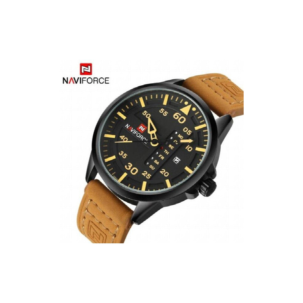 Casual Men Sports Watches Men's Quartz Date Week Clock Man Leather Strap Military Army Waterproof Wrist Watch