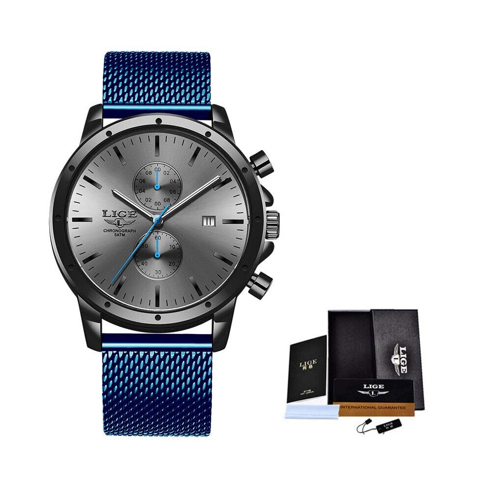 Mens Watches Chronograph Quartz Watch Men Stainless Steel Waterproof Sports Clock Watches Business reloj hombre