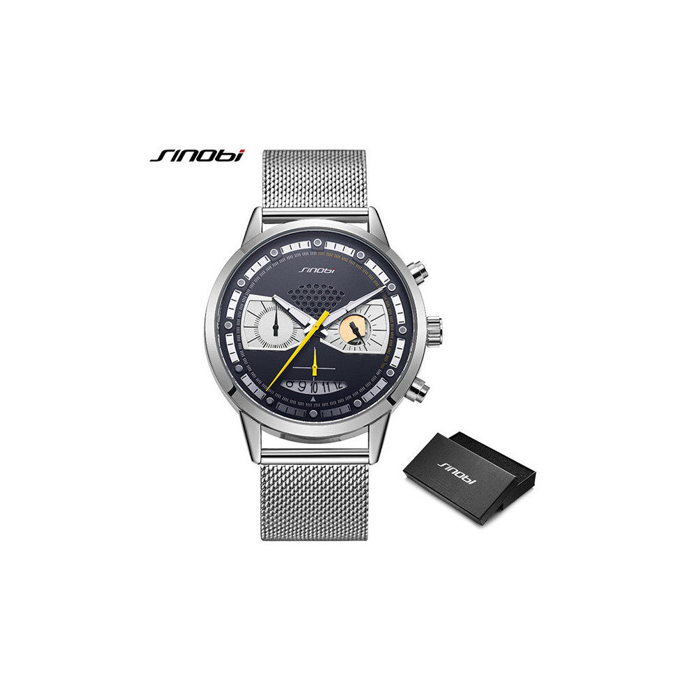 Creative Men's Watches 42mm Owl Sports Chronograph Quartz Clock Stainless Steel Waterproof Luminous Wristatches