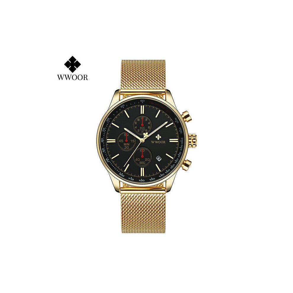 Relogio Masculino Sports Mens Watches Top Luxuy Mesh Steel Quartz Waterproof Date Chronograph Wrist Watch