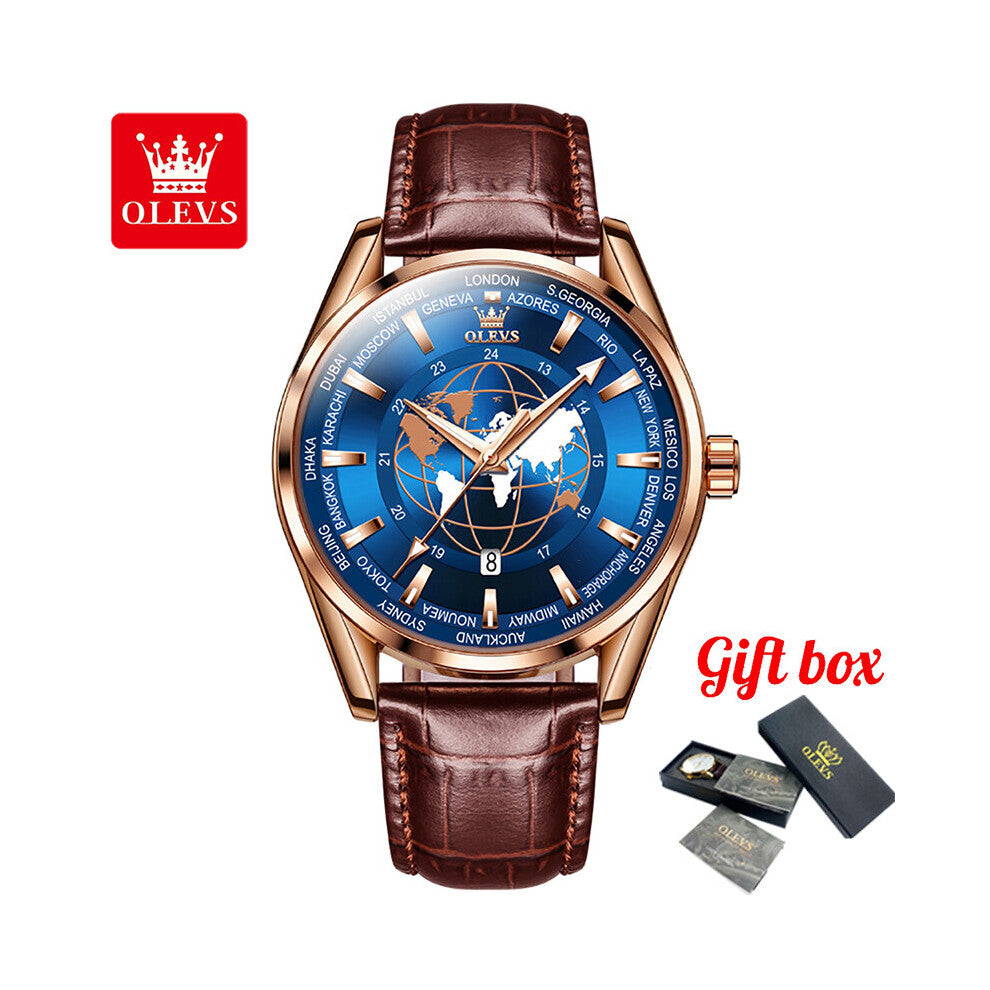 Men's Quartz Watch Earth Dial Rose Men's Watch Sports Waterproof Men's Watch Military