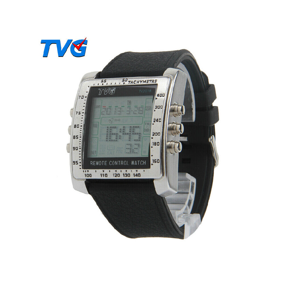 Remote Control Alarm TV DVD Remote Military Watch For Men Digital Stainless Steel Case Rubber Strap Sports Watches