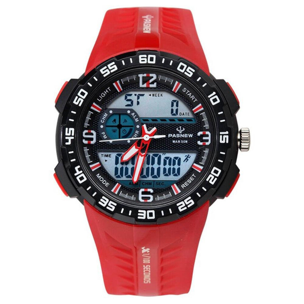 PASNEW Top Men's Watches 50M Waterproof Swim Sports Watches Led Display Analog Digital Quartz Wristwatches Reloj Hombre