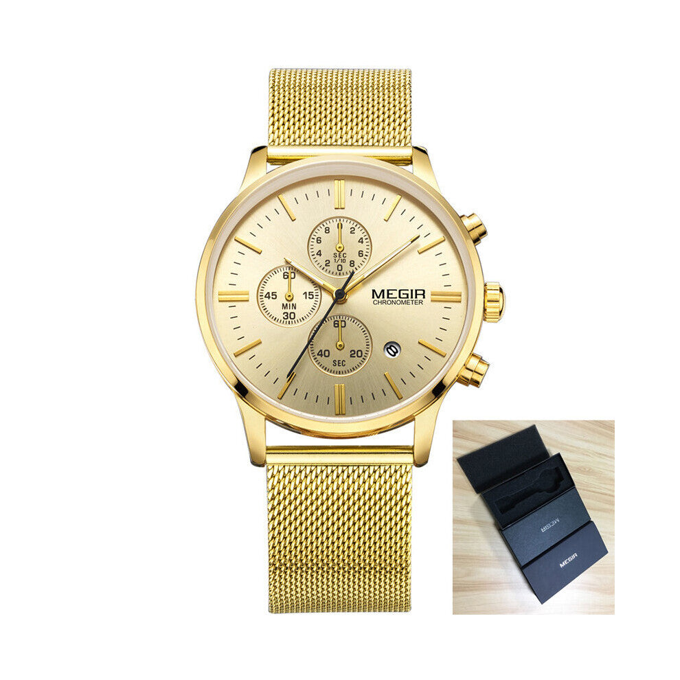 Men Watch Stainless Steel Mesh Quartz Men's Wristwatch Waterproof Luminous Sports Date Watches Man