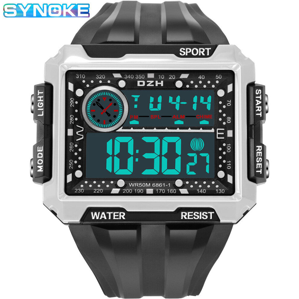 Square Large Screen Display Sports Electronic Watch Men's Luminous Waterproof Multifunctional Outdoor Sports Watch