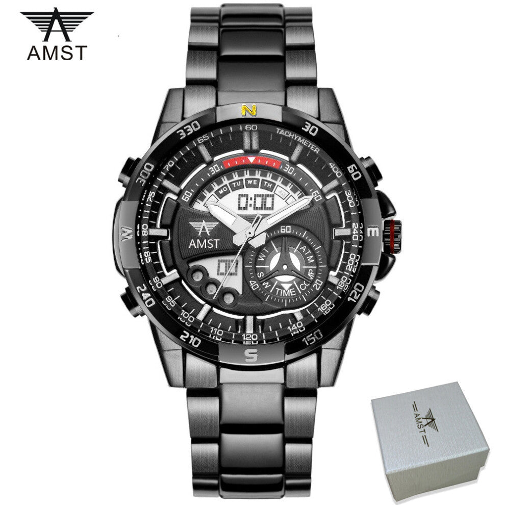 Mens Watches Top Men Sports Watches Men's Quartz LED Digital Clock Male Full Steel Military Wrist Watch