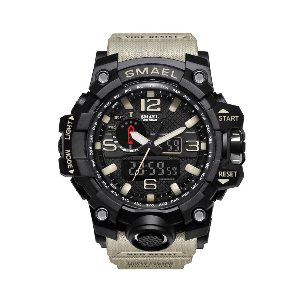 SMAEL Men Military Watch 50m Waterproof Wristwatch LED Quartz Clock Male relogios masculino Digital Sports Watches Men's