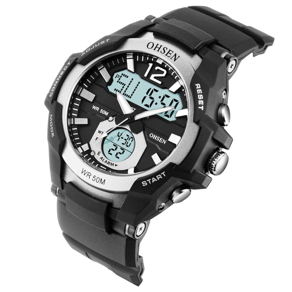 Digital Quartz Men Watches Stopwatch LED Dual Time Red Silicone Wrist Watch Diving Military Alarm Clock relogio masculino