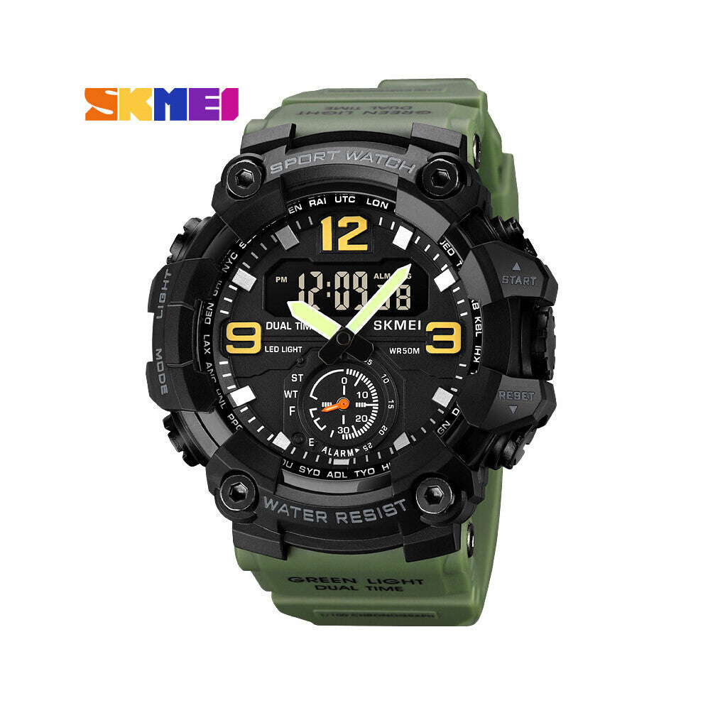 2 Time Back Light Men's Watches Casual Digital Sports Watches Stopwatch Alarm Waterproof Quartz Clock reloj hombre