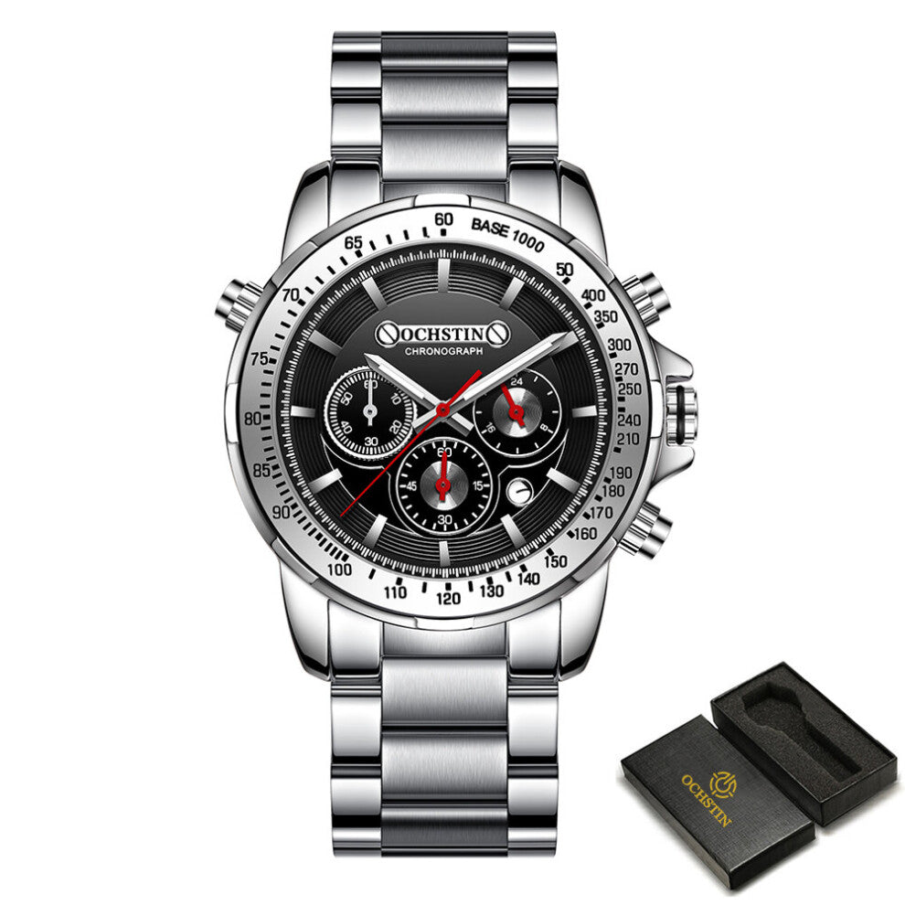 Mens Quartz Watch Ochstin Sports Waterproof Wristwatch Male Chronograph Date Clock Relogios Masculino Steel Strap