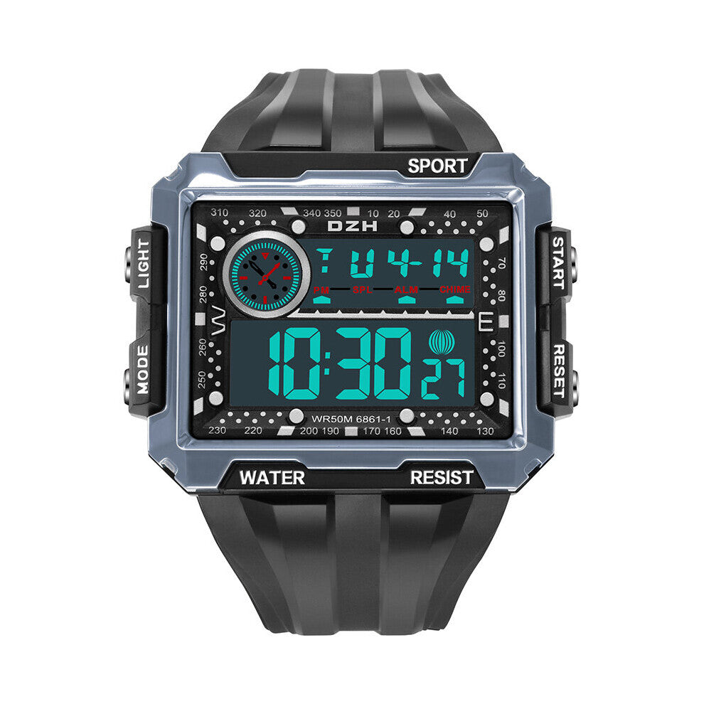 Men's Sports Watch Silicone Strap Military Square Watches Led Luminous 50M Waterproof Digital Clock Relogio Masculino