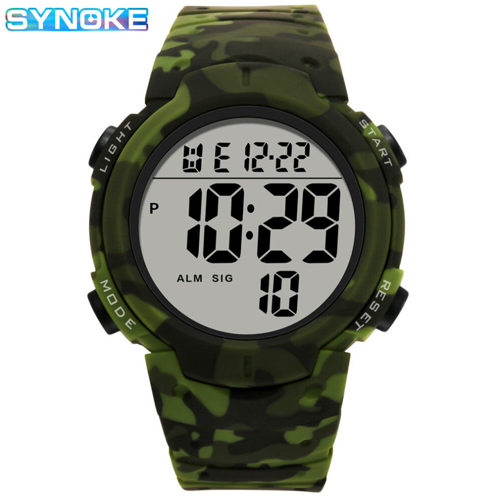 Military Camo Watch Outdoor Digital Watches Sports 50m Waterproof Swimming LED Backlight Men's Big Dial Week Stopwatch