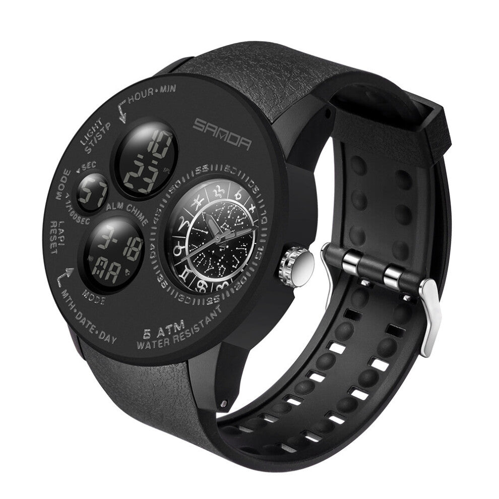 Kids Outdoor Mens Watches Top Military Sports Quartz Watch Dual Display Wristwatch Waterproof Clock 6036