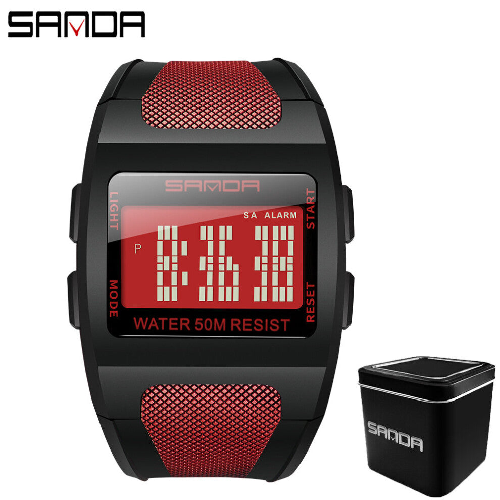 Men's Watches Outdoor Sports Digital Electronic Men Watch Square Multifunctional Waterproof Luminous Chronograph
