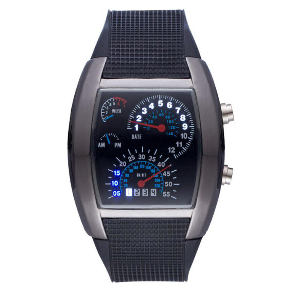Creative Car Dashboard Watch Men Led Binary Watches Silicone Strap Electronic Wristwatches Men Sports Watches