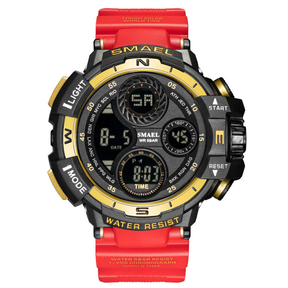 SMAEL Men's Digital Watch Outdoor Sports Waterproof Shockproof Multifunctional Single Display Quartz Wristwatch