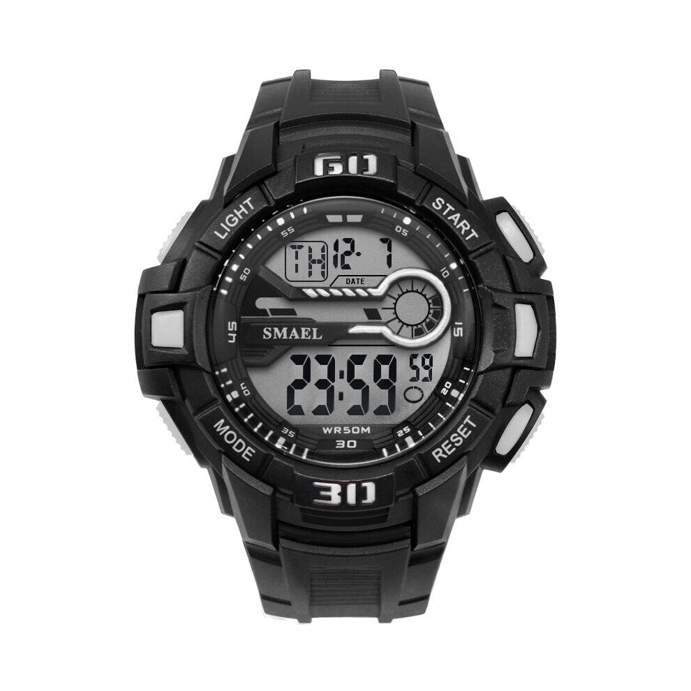 Chronograph SMAEL Single Display LED Digital Electronic Mens Sports Student Table Calendar Week Luminous Multifunctional Watch